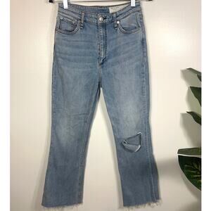 Rag & Bone New York Casey High Rise Raw Hem Ankle Flare Denim Jean 27 / 4